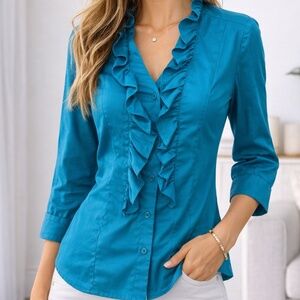 ALFANI Ruffle Front Top – Size 6 (Pre-Owned)